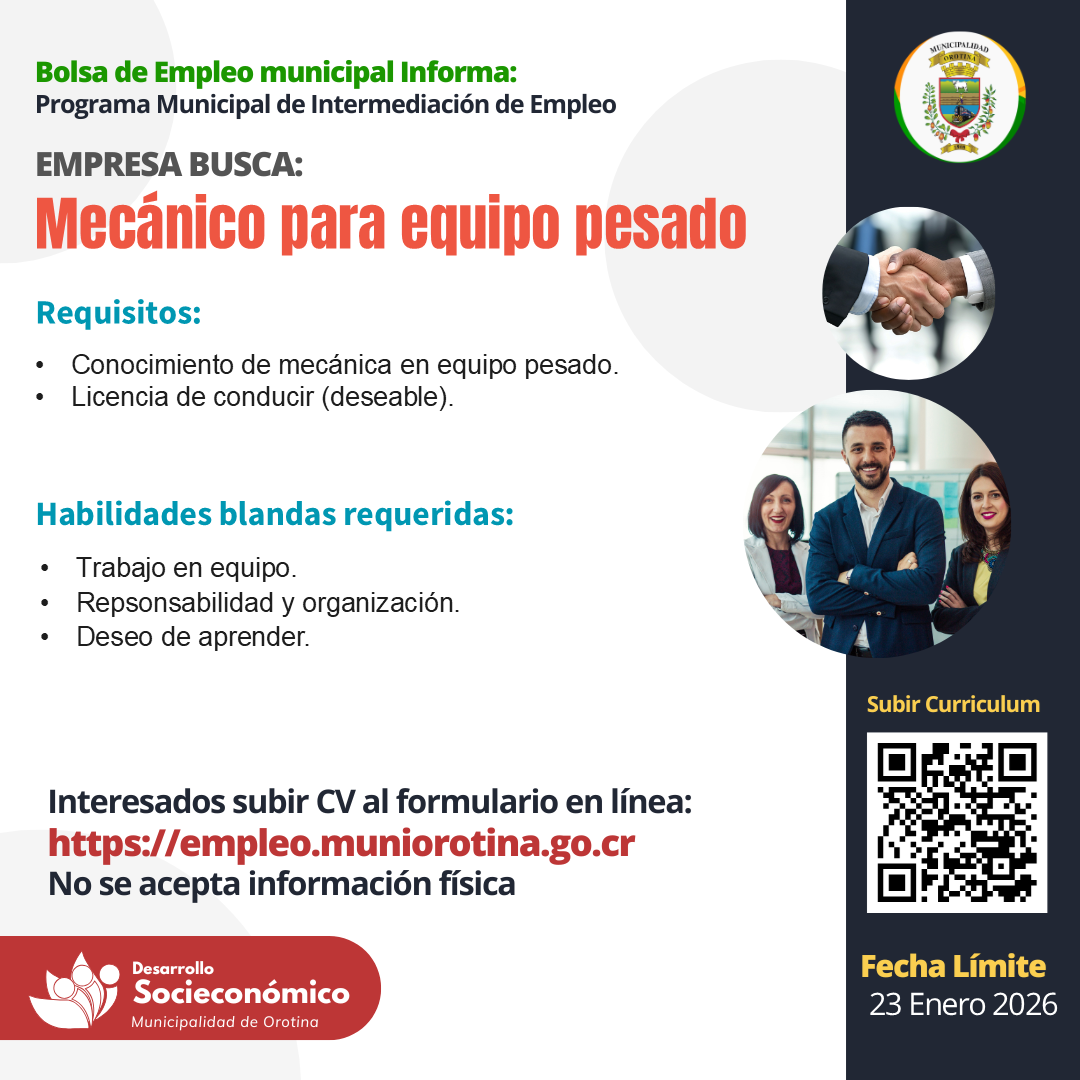 Se busca Mecánico para equipo pesado